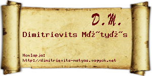 Dimitrievits Mátyás névjegykártya